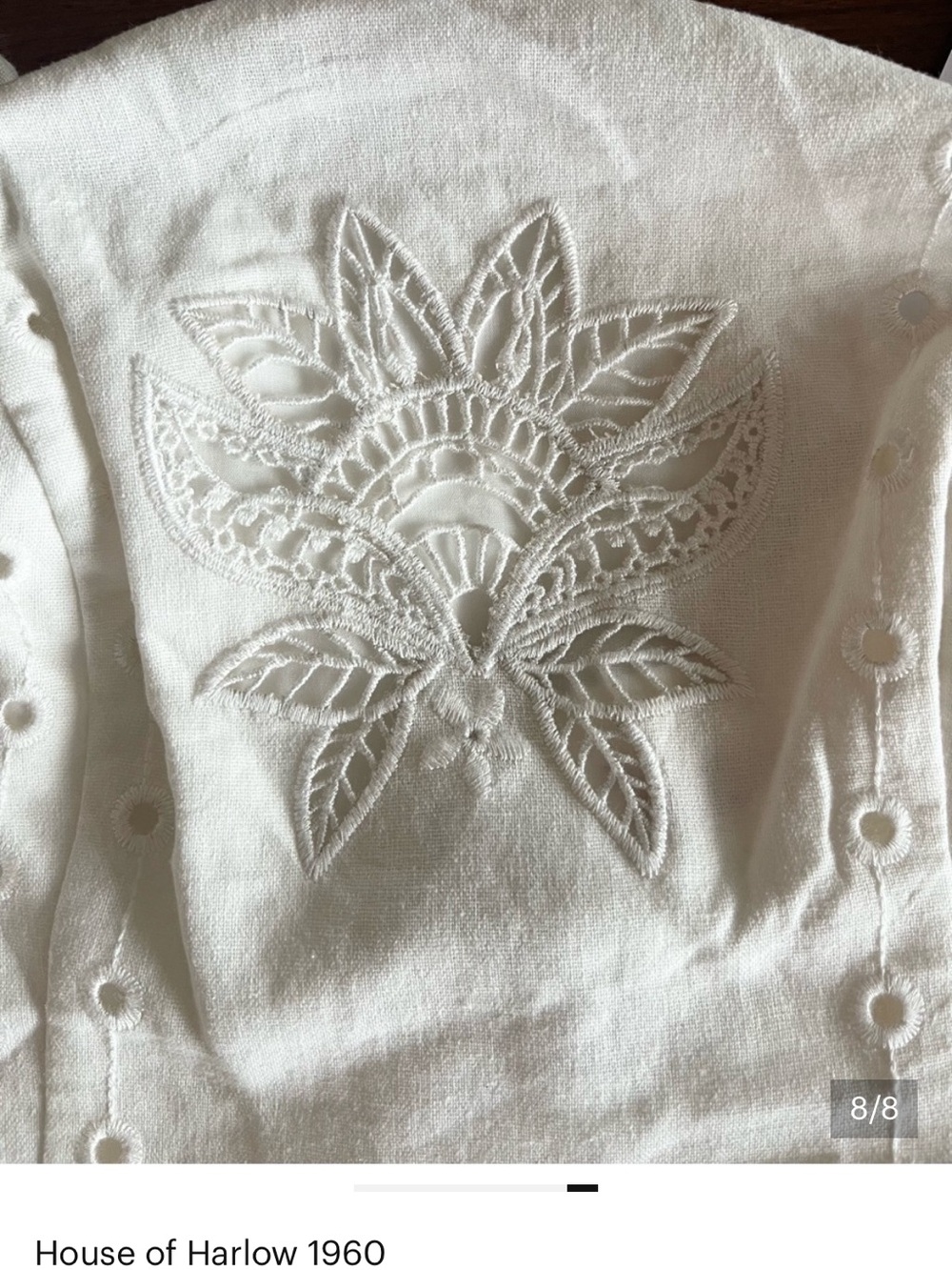 House Of Harlow 1960 white embroidered cotton midi dress size M - Picture 3 of 7